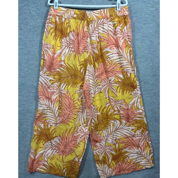 Tahari‎ Womens Tropical Print Linen Pants XL Yellow & Pink - Picture 4 of 4